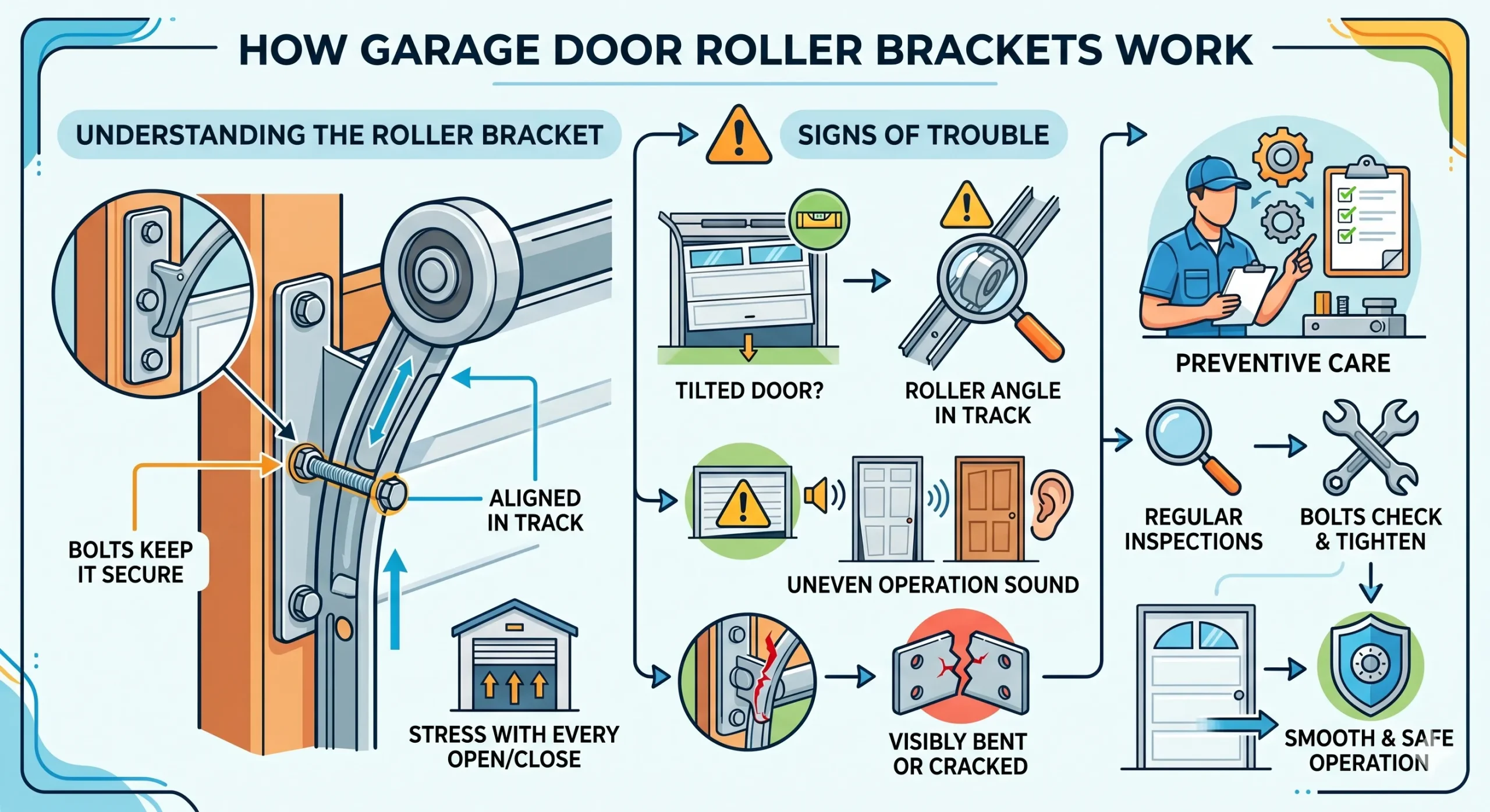 The Roller Brackets Are Loose or Broken