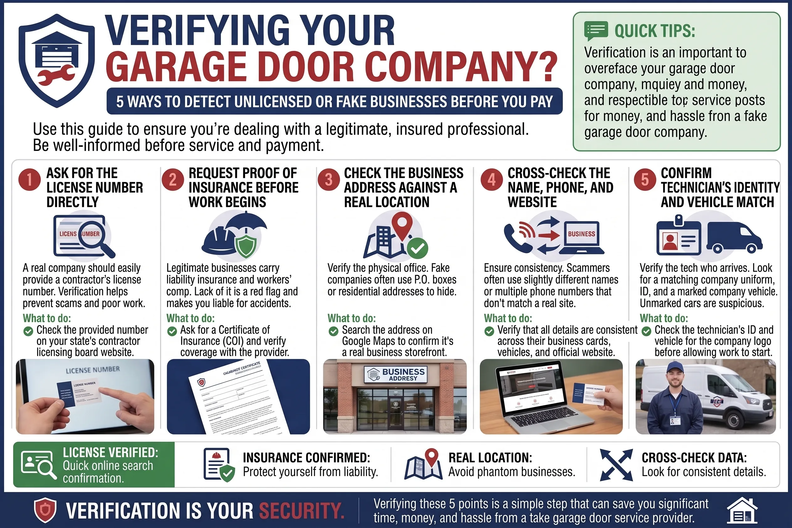 5 Ways to Verify if an garage door company is unlicensed or fake Before You Pay